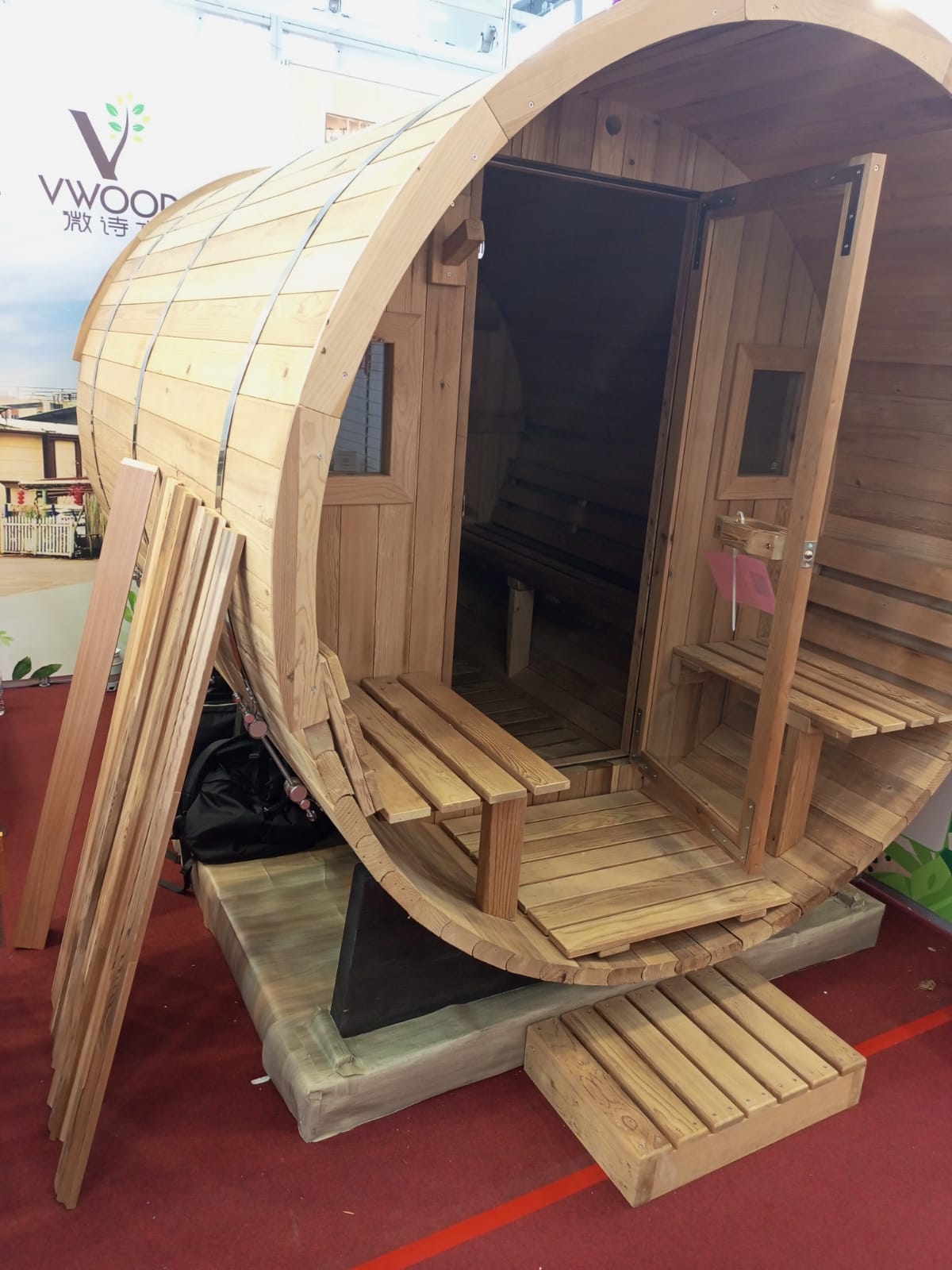 Баня-бочка с доставкой из Китая в Россию